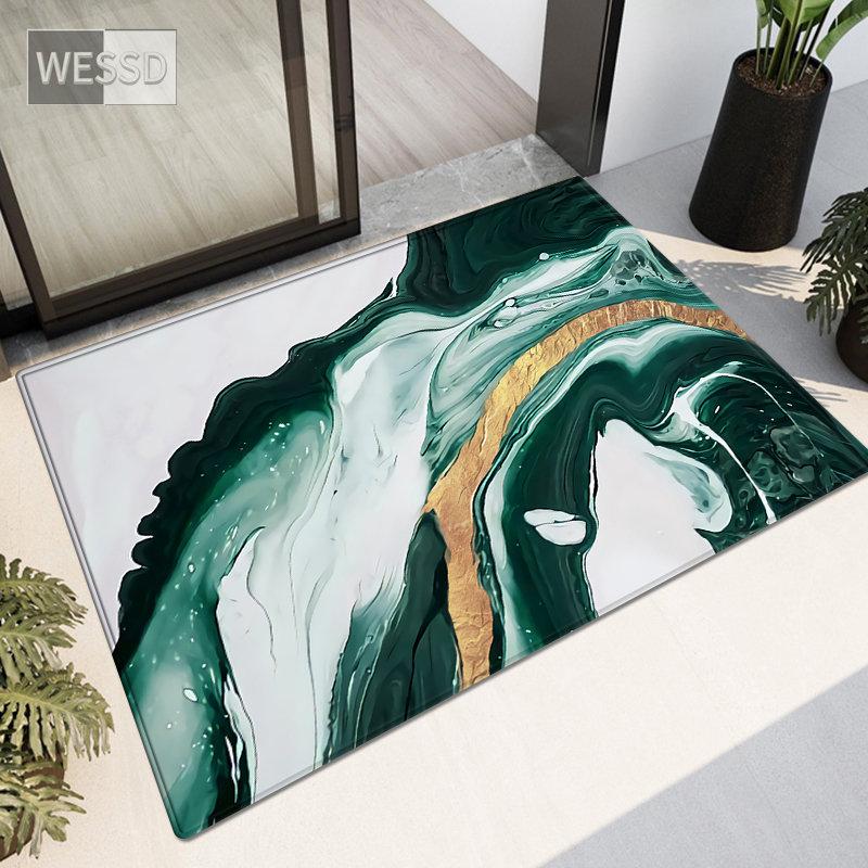 Green White Abstract Painting Rug For Kitchen Floor Small Living Room Carpet Soft Fashion Bedroom Mat Bathroom Rug