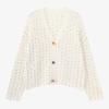 Basic House Women's Dotted V-Neck Knit Cardigan