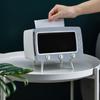 Tissue Box Holder Retro TV Shaped Tissue Case with Cell Phone Holder Multi-Functional Toilet Paper Napkin Dispenser for Room Bedroom Bathroom Dining