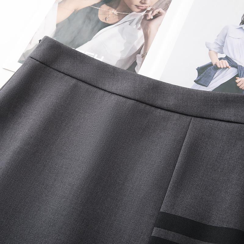 Women's Gray High-Waist A-Line Midi Skirt: Spring 2025 Elegant Bodycon Design