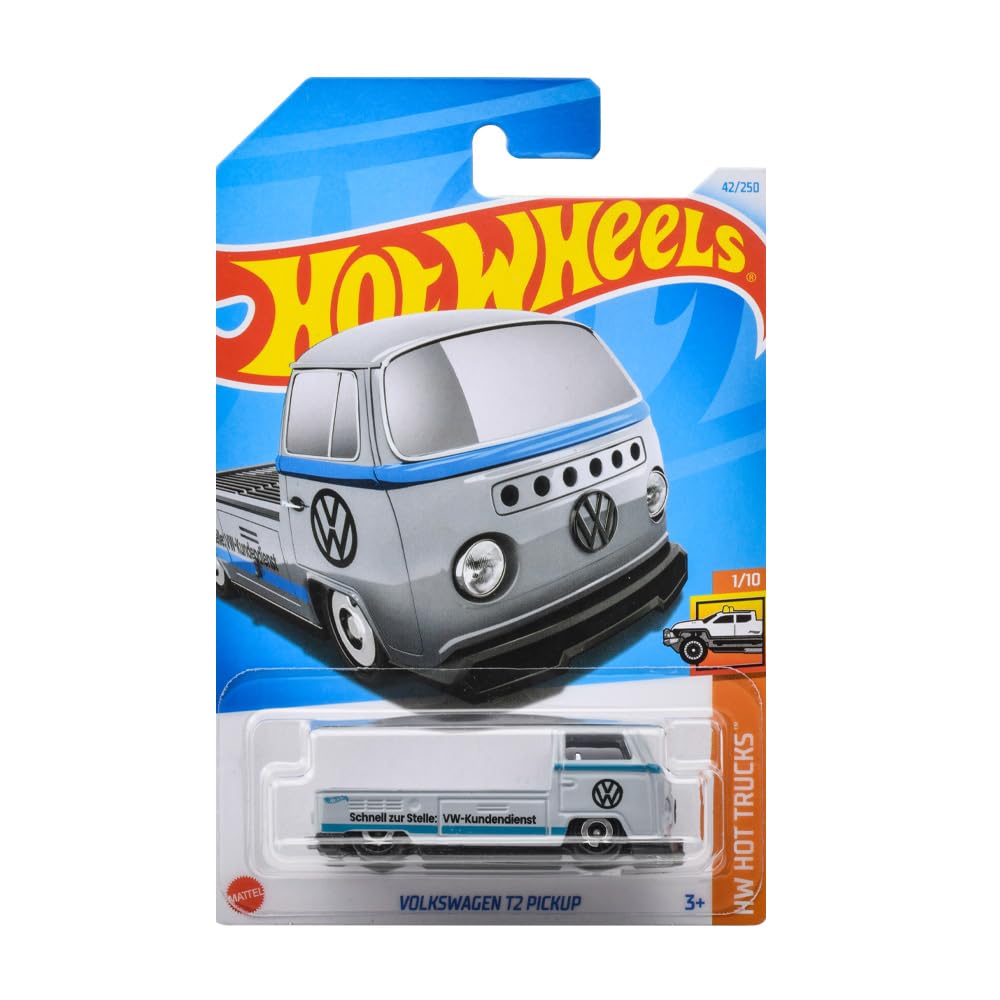 Hot Wheels Basisauto Volkswagen T2 Pickup Fahrzeug, Spielzeug-Miniauto, für Kinder ab 3 Jahren, weiß, HXR02