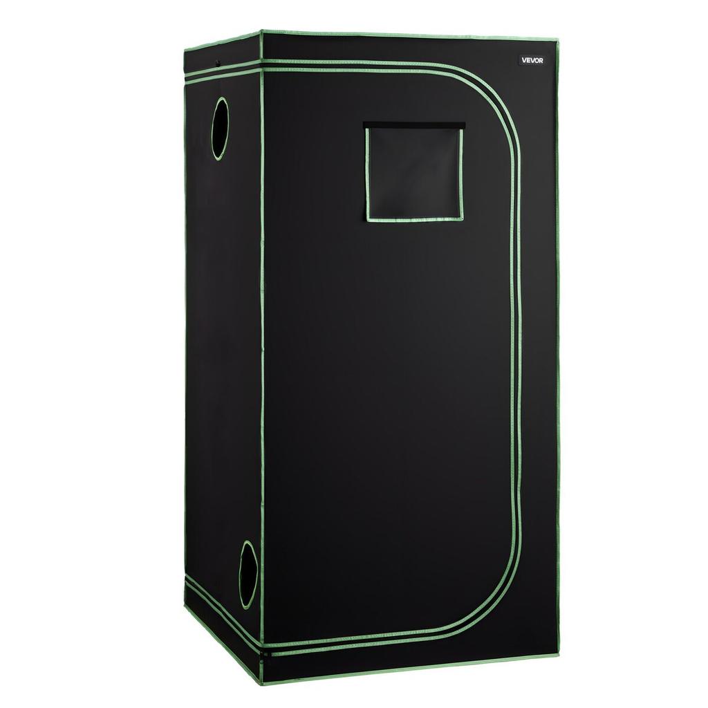 Indoor Grow Zelt, 100 x 100 x 200 cm, 600D Hochreflektierendes Mylar, Indoor Pflanzenzelt mit Beobachtungsfenster, Bodenschale & Reißverschluss, Robuste Zucht