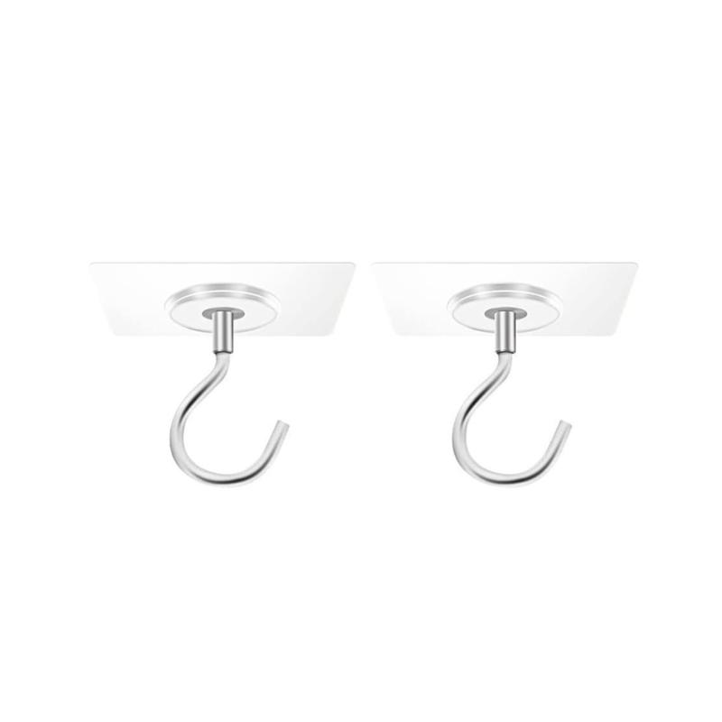 1-10pcs Adhesive Ceiling Hooks No Drill Hanging Hook for Hanging Plant Wind Chimes Stainless Steel Outdoor Adhesive Hook