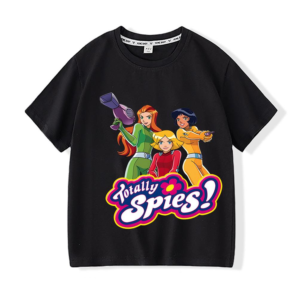 T-shirt con Stampa Cartone Animato Totally Spies Estate Anime Grafica Manica Corta Cotone T-shirt per Bambini Abbigliamento Bambine/Bambini Tee
