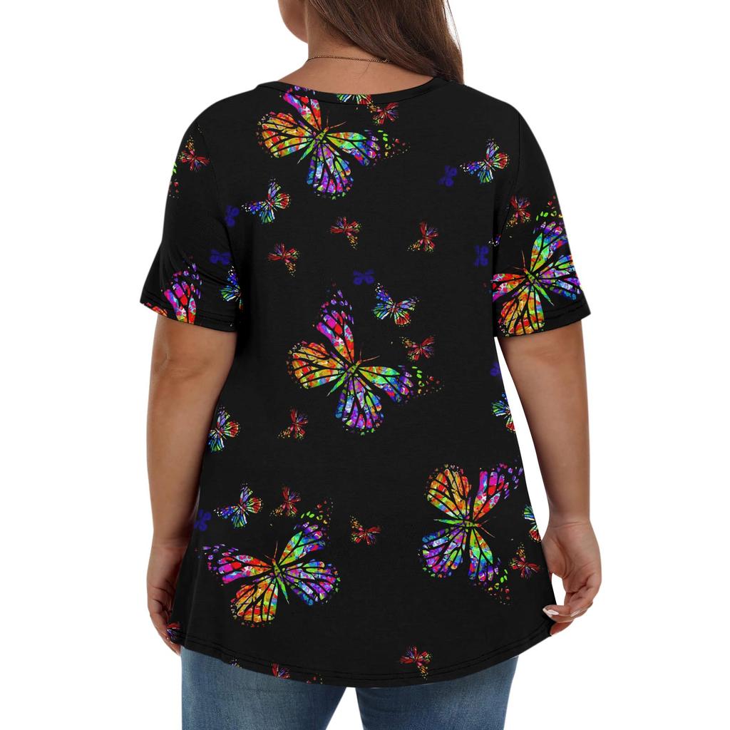 Dámské topy velké velikosti Šortky Košile s rukávem Výstřih do V Neformální oblečení Oblečení Topy s potiskem