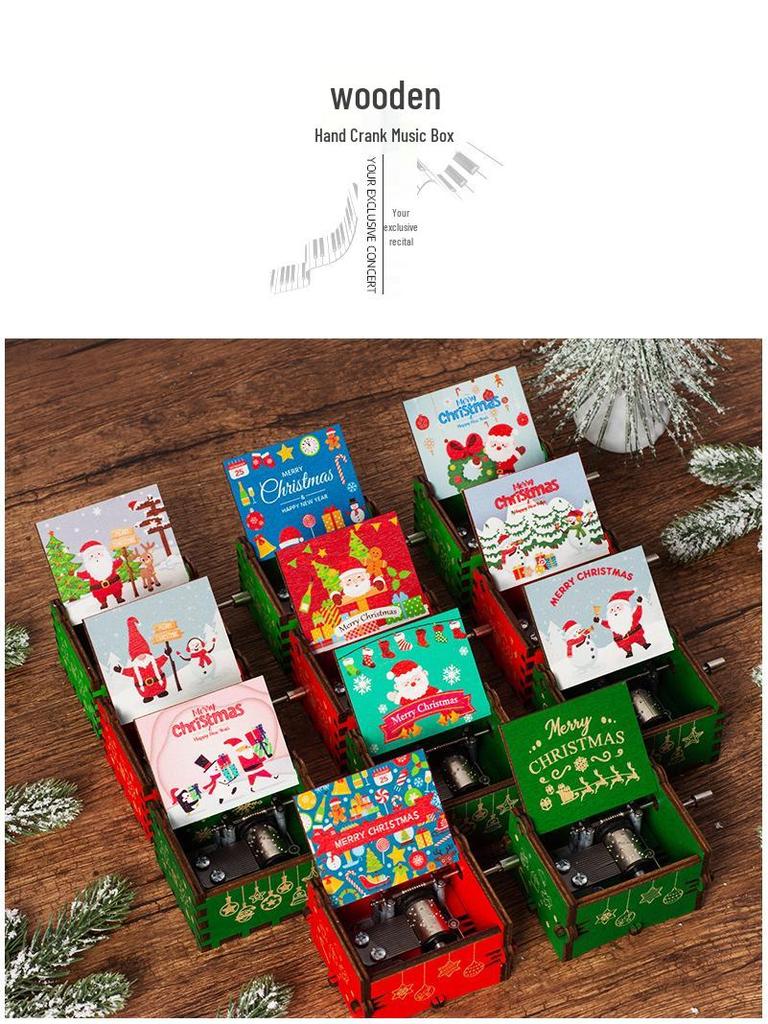 Wooden Hand-Cranked Christmas Music Box Ornament