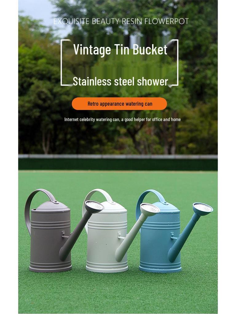 Long-Spout Plastic Watering Can, Imitation Tinplate, for Flowers, Plants, and Vegetables