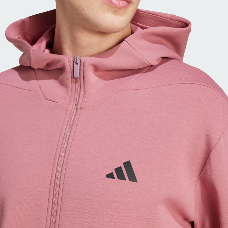 Adidas Aeroready FW24 Training Series Full-Zip Track Jacket Fashion Sports Hooded Long Sleeve Men Jacket Pink IY1132