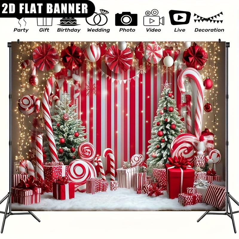 1Pcs banner Christmas background with candy Decoration Background Winter Backdrop Decorations For Photo Studio Photo Booth