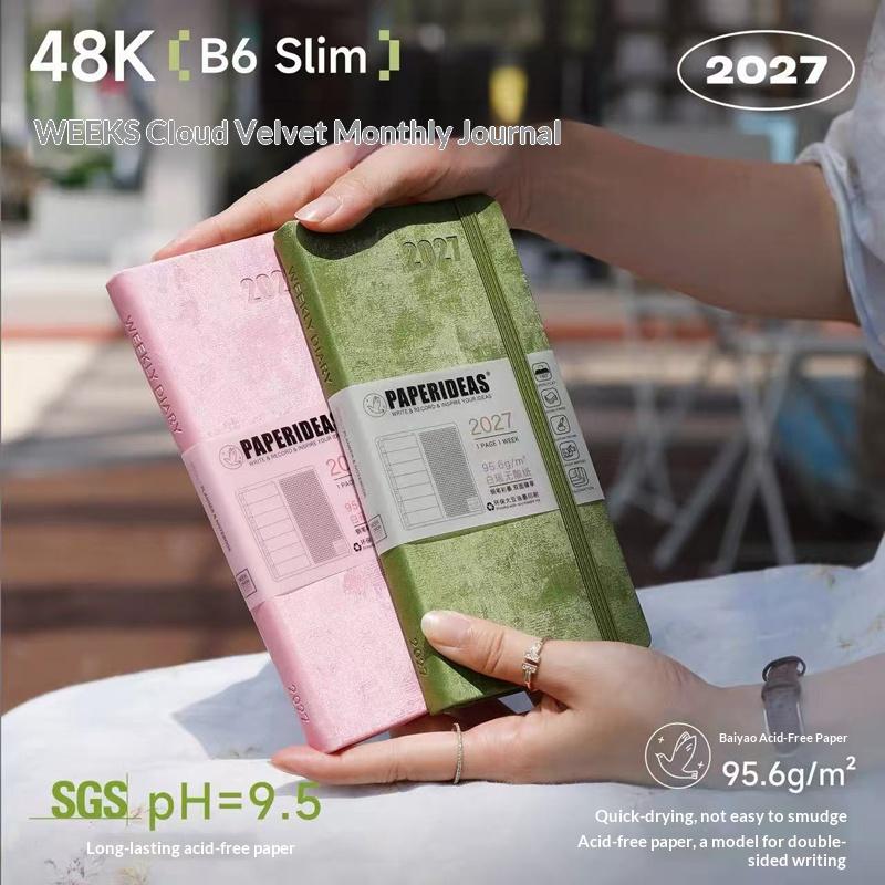 Paperideas Slim 2027 Weekly Planner Notebook PU Hardcover Weeks Journal Acid‑Free Paper Time Organizer Schedule Hand Book