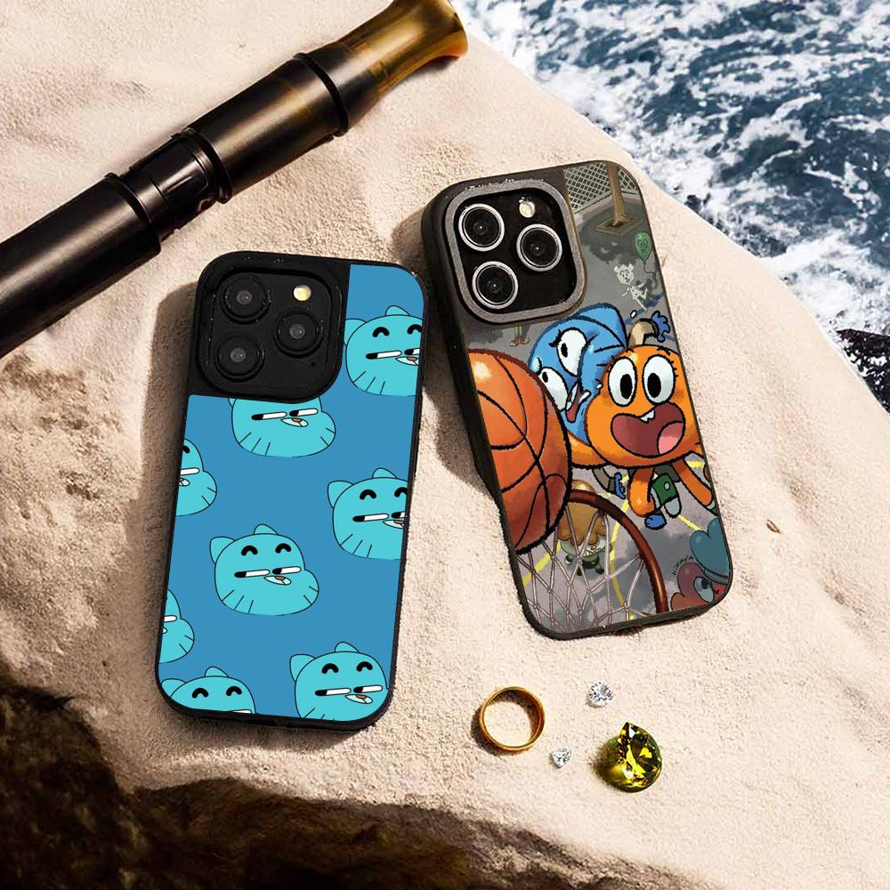 Cartoon Gumball Cute Poster Design Phone Case for iPhone 17 16 E 15 14 13 12 Pro Max Sheepskin Silver-edged Protective Case