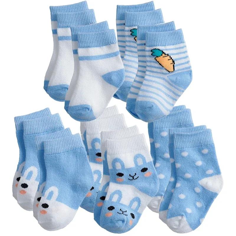 

10 Pack Newborn Boy Baby Socks Solid Cotton Crew Kids Infant Toddler Unisex Autumn - Winter Season Gifts Socks 0-1 1-7 Years Old 0-1Years