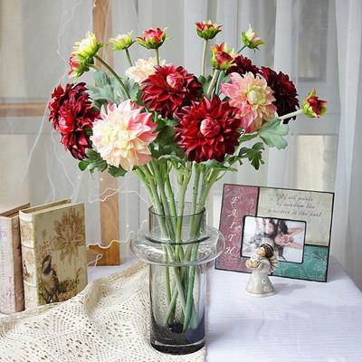 2 Heads Real Touch Silk Dahlia Artificial Flowers Fake Chrysanthemum Wedding Party Home Decor DIY Floral Arrangements Materials