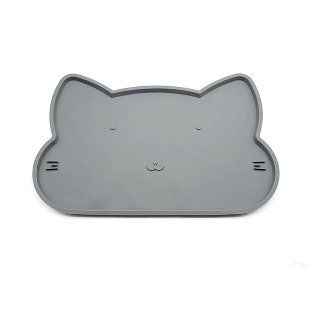 Silicone Pet Feeder Mats Cat-shaped Cat Placemat Portable Pet Bowl Mat Kitten Feeding