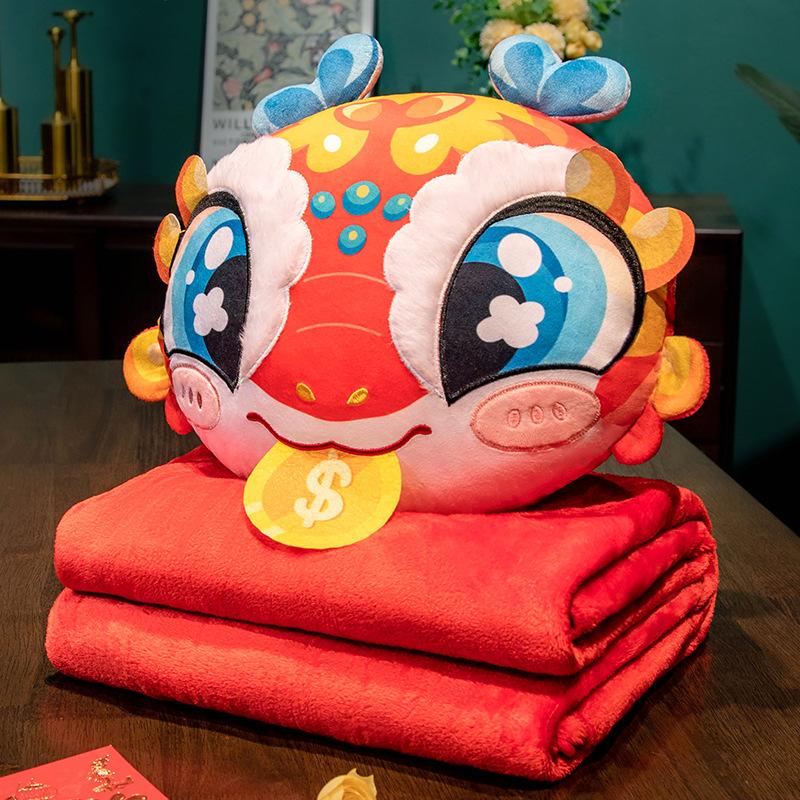 3D Heart Aped Cute Cartoon Two in One U Aped Pillow Office Car Dual Use Pillow Blanket  Animal Pattern PP Cotton Filled