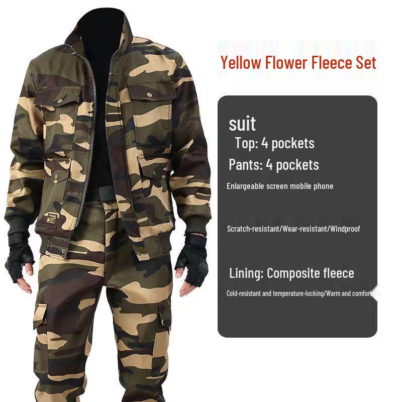 Herren Fleecegefüttertes Arbeitskleidungsset: Warm, winddicht und strapazierfähig für Bauarbeiter im Herbst und Winter