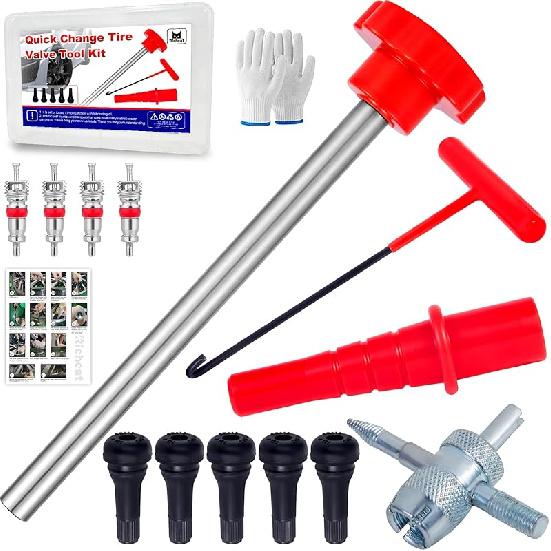 Quick Change Tire Valve Tool Kit,Tire Valve Stem Core Quickly Replacement Tool Kit,Perfect Tool For Replacing Leaky Valves In
