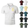 Men's Summer Polo Shirt Short Sleeve Ice Silk Material Casual Printed Top with Turn Down Collar for Daily Wear