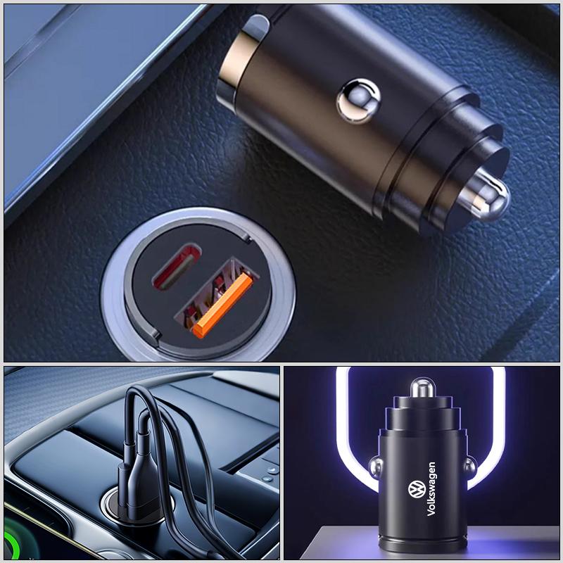 Mini Car Charger Fast Charging USB Type C Car Phone Charger For Volkswagen VW Scirocco Jetta Beetle Golf Passat Polo Tiguan zo5