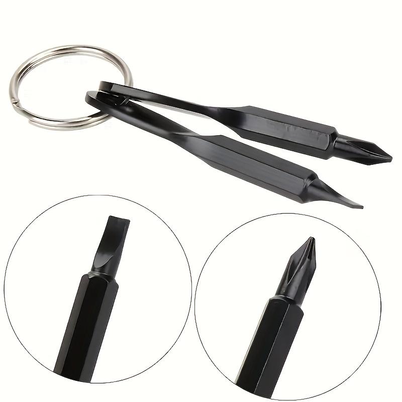 2 stuks Multifunctionele Draagbare Schroevendraaier Outdoor EDC Draagbaar Multifunctioneel Gereedschap Platte Kop Schroevendraaier Kruiskop Schroevendraaier Met Sleutelhanger