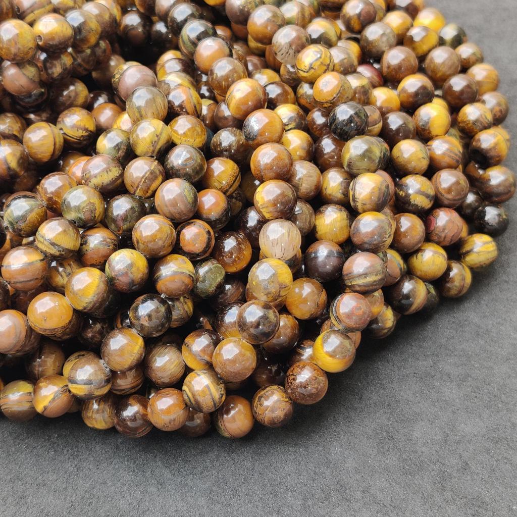 Natürliche, goldene Tigerauge-Runde Perlen, lose Edelsteinperlen zum Selbermachen, für Armband- und Halsketten, Größe 6 mm, 8 mm, 10 mm.