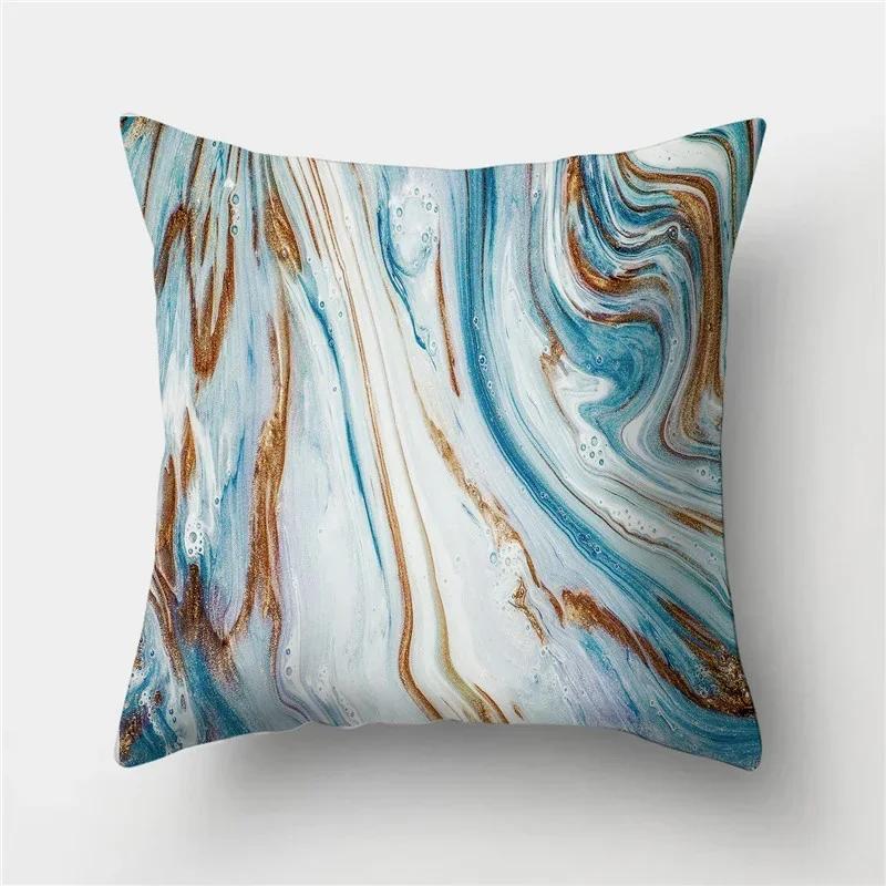 45*45 Marble Ocean Sea Pattern Polyester Throw Pillow Living Room Cushion Cover Home Decoration Sofa Decorative Pillowcase
