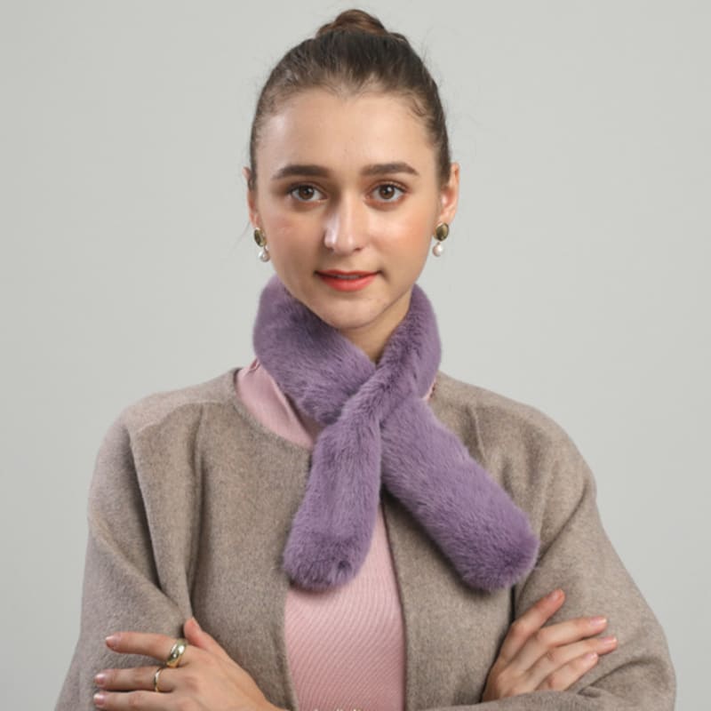 LALA Fur Scarf Petite Dark Violet