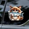 Funny Cats Eat Fish Car Stickers Waterproof Vinyl Decals Auto Body Window Bumper Decor Motorcycle Helmet Stickers TM186