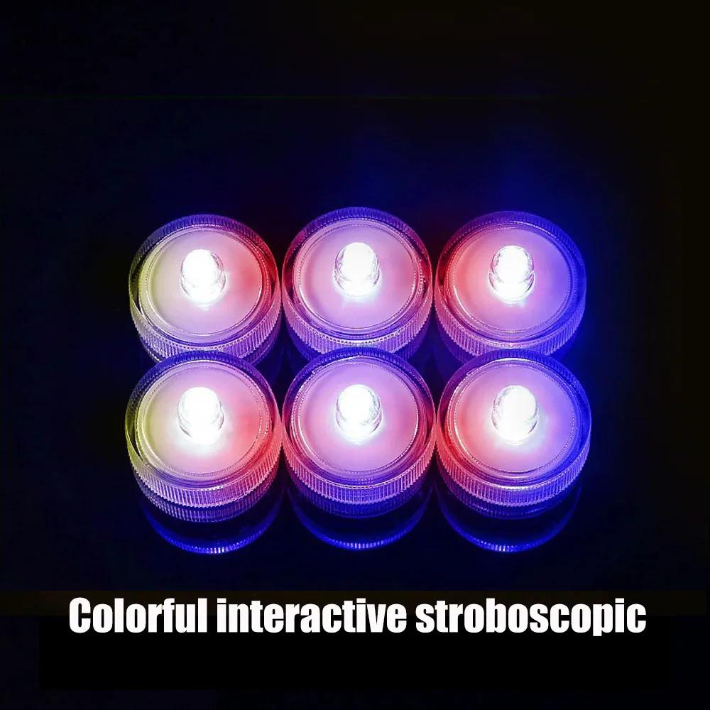 1PC Mini Submersible LED Lights Waterproof Small Tealight Candles Battery Operated Underwater Light for Vase Pool Pond Halloween