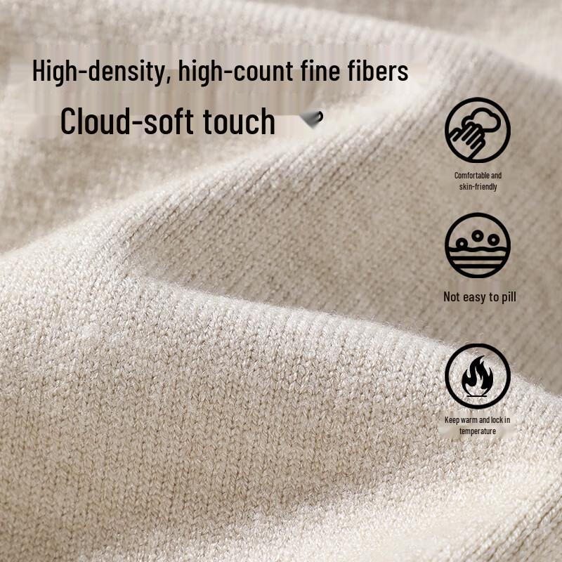 TonLion Men's Double-Strand Heavy Knit Round Neck Pullover Sweater