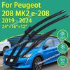 Vorne Hinten Silikonbeschichtete Scheibenwischer für 208 MK2 E-208 2019 - 2024 24"+16"+12" Auto Wischer Windschutzscheibe Wischerblätter