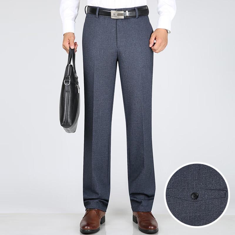 

ROMON Men s Autumn/Winter Wrinkle-Free Elastic Straight-Leg Business Casual Pants 40