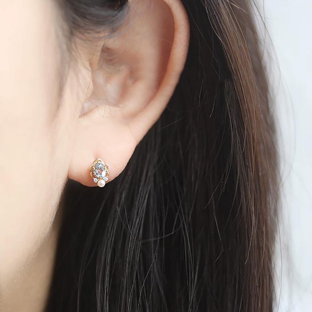 

Позолоченные серьги-пусеты из стерлингового серебра с овальным жемчугом 925 Silver