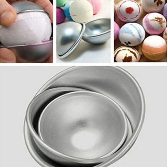 2Pcs 4.5/5.5/6.5cm 3D Aluminum Alloy Homemade Round Sphere DIY Bath Bomb Mold