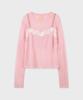 SINOON Lace Patch Sheer Knit (Pink)