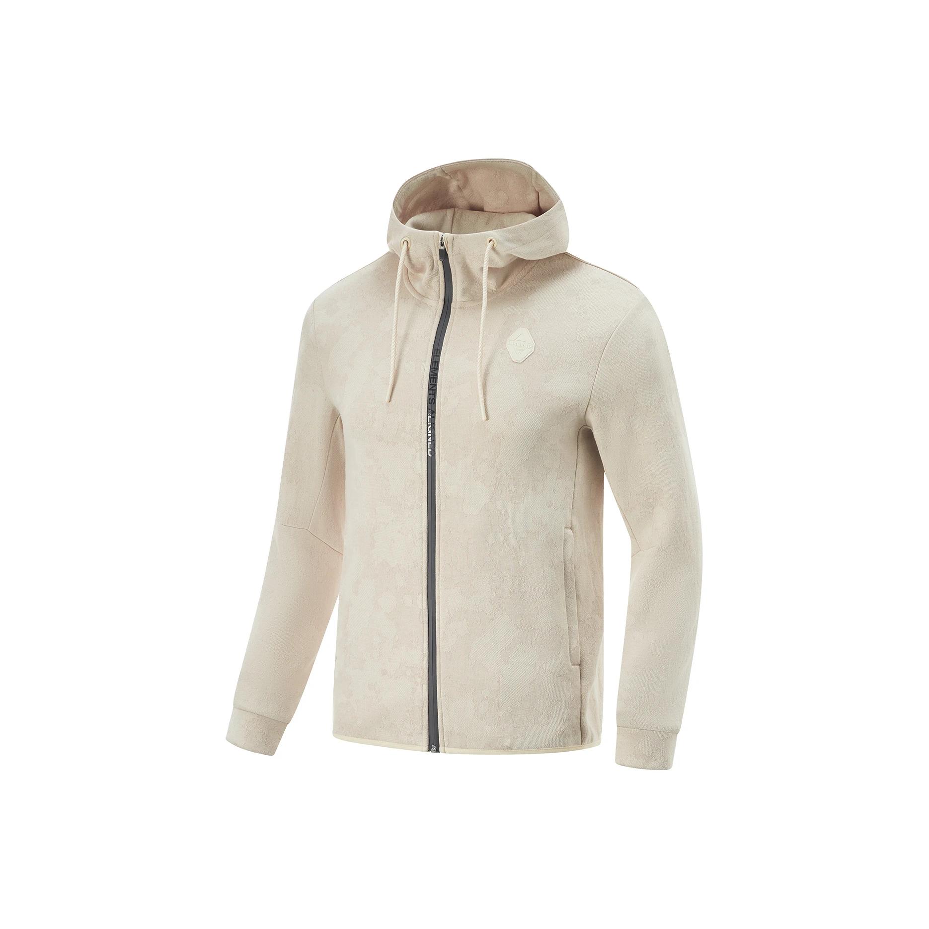 

Li-Ning Серия Фитнес Толстовка на молнии с капюшоном Универсальная Удобная С принтом по всей поверхности Повседневная Простая Спортивная толстовка Мужские толстовки AWDU549-5 XL