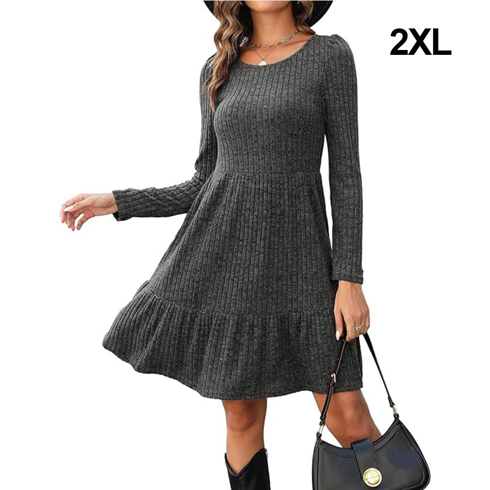 Rochie pulover cu mânecă lungă pentru femei Rochie casual în linie A, cu gât roșu, toamnă și iarnă