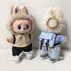 Labubu Pendant Clothing Set for First & Second Generation: Includes Striped Shirt, Pants, & Bag Replacement for Labubu Doll