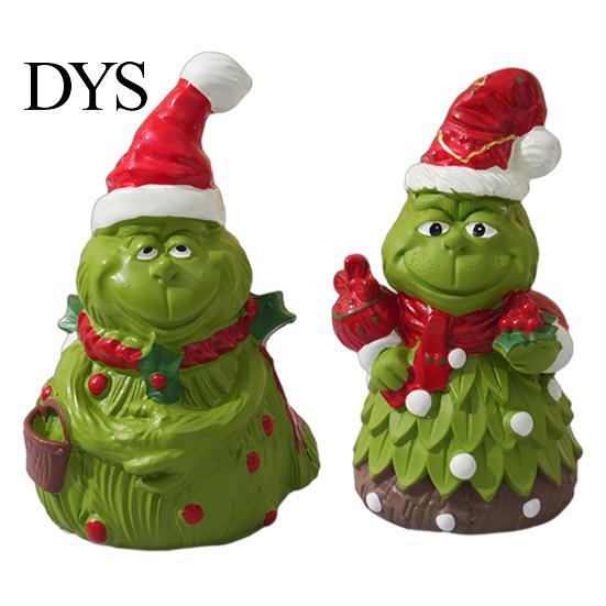 Desktop Christmas Decorations Green Monsters Ornament with Santa Hat And Scarf, Resin Frog Outdoor Garden Statues Figurine for Home Decoration,