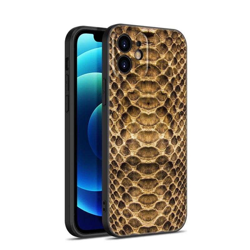 Fashion Snake Skin Phone Case For Apple iPhone 13 12 Mini 11 Pro XS Max XR X 8 7 6S 6 Plus SE 2022 2020 5S 5 Soft Black Cover