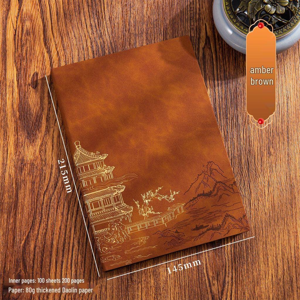 A5 Leather Chinese Style Notebook Gift Set for Business and Office.