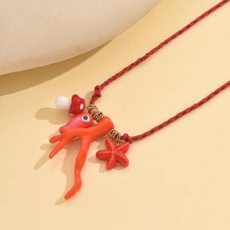 Modern Coral Ceramic Jewelry Necklace Adjustable Clavicle Chain Comfortable Wear Jewelry for Daily Use or Celebrations