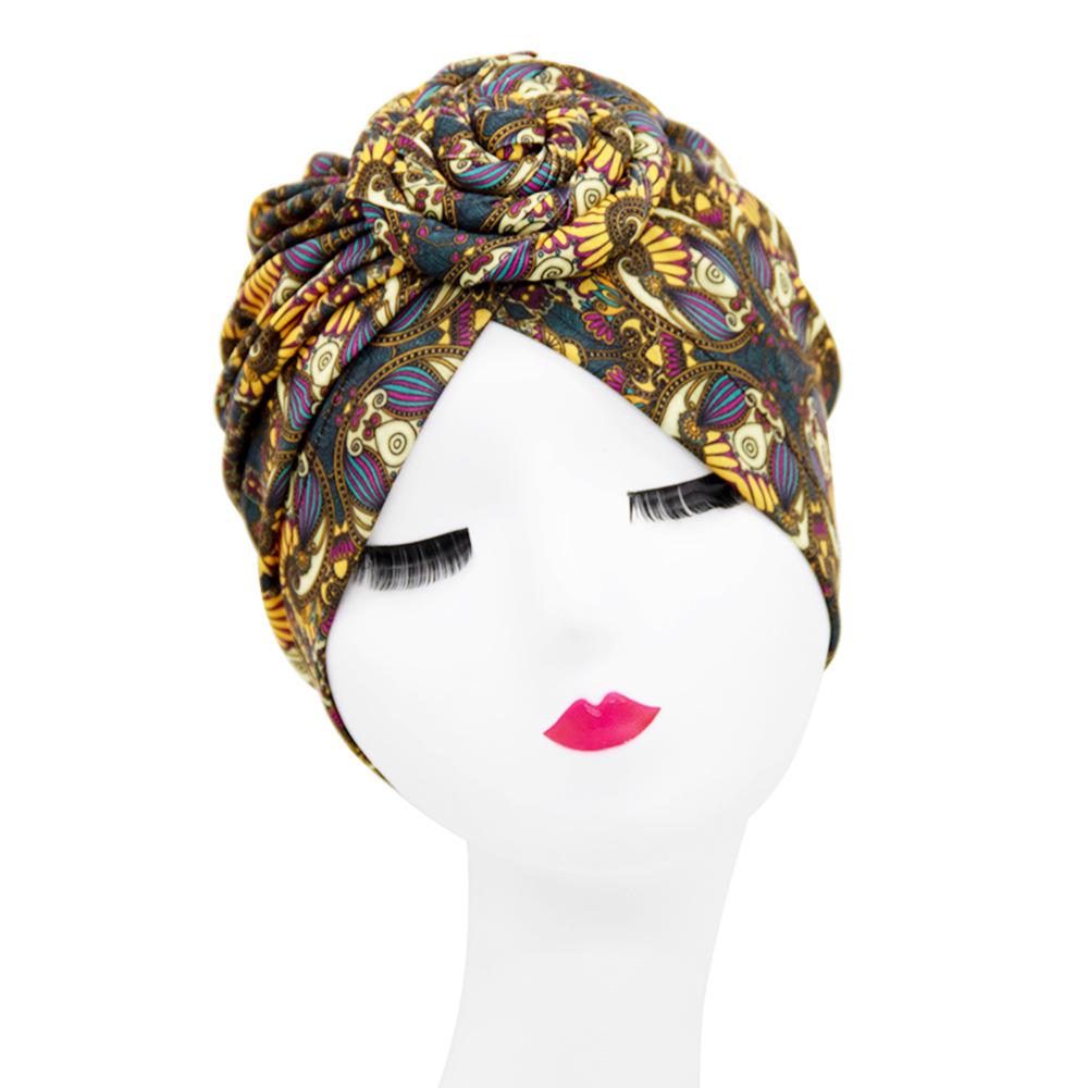 Stylish Donut Turban Hat: European & American Ethnic Swirl Design