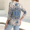 Damenmode Lässiges bedrucktes Button-Down-Hemd 3/4 lange Ärmel Oberteile
