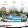 1Pcs Beach Palm Tree Pattern Windshield Sunshade UV Rays Heat Blocker Keeps Vehicle Cool Unique Design Fit Sedans SUVs RVs