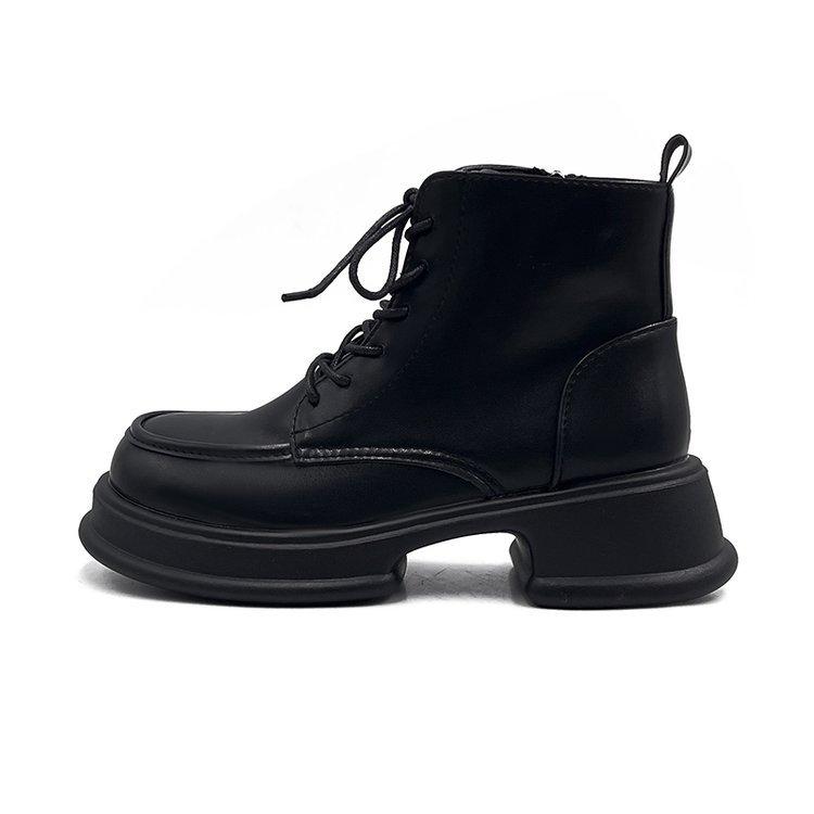 

Fashionable and Comfortable Black Boots Female Spring and Fall Single Boots Thick Bottom Short Boots Sweet Cool Biker Tide Ins 40 матовий чорний колір