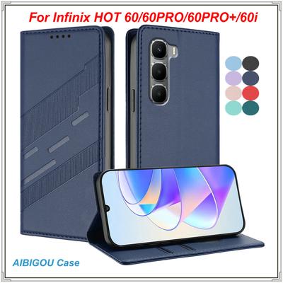Para Infinix HOT 60 PRO+ Hot60 60i Funda de Cuero de Lujo Retro Cartera de Piel Libro Tapa Magnética Cobertura Completa Hot 60i Funda Bolsas para Teléfono