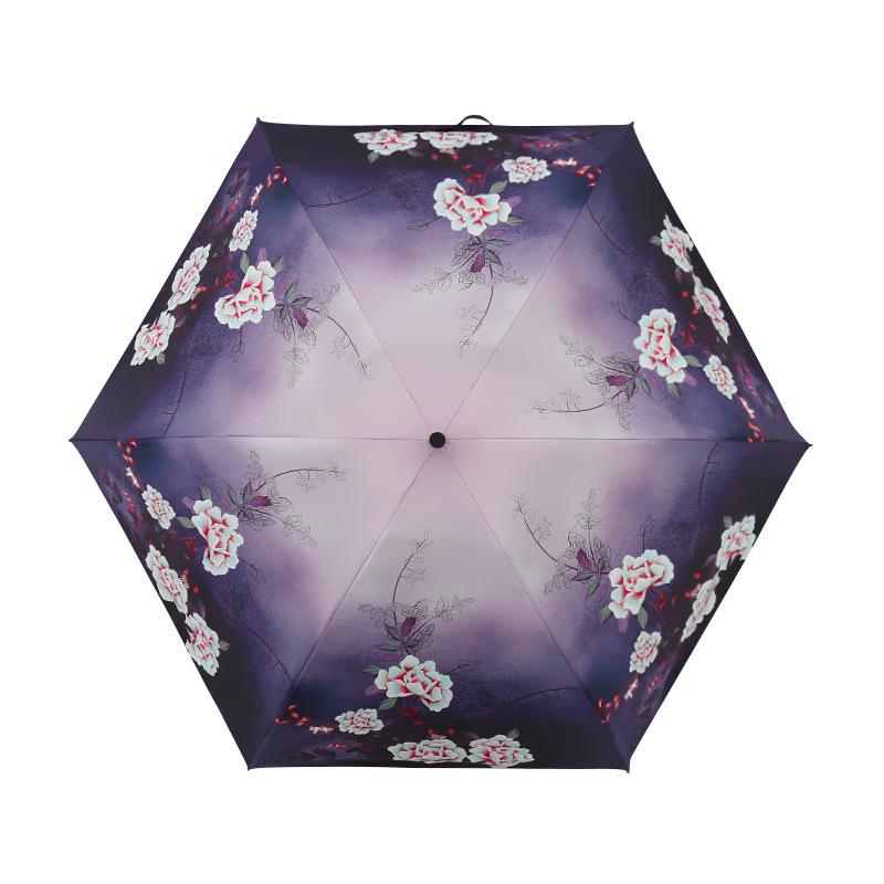 Mini Rain And Shine Umbrella Women'S 50% Off Sunscreen Uv Protection Folding Parasol Small Portable Flower Pocket Umbrella