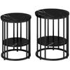 Set of Two Marble-Effect Coffee Tables - Black