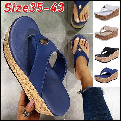 New Women Thick Soled Wedge Sandals Slippers Open Peep Toe Sandals Platform Slippers Women Beach Shoes Plus Size